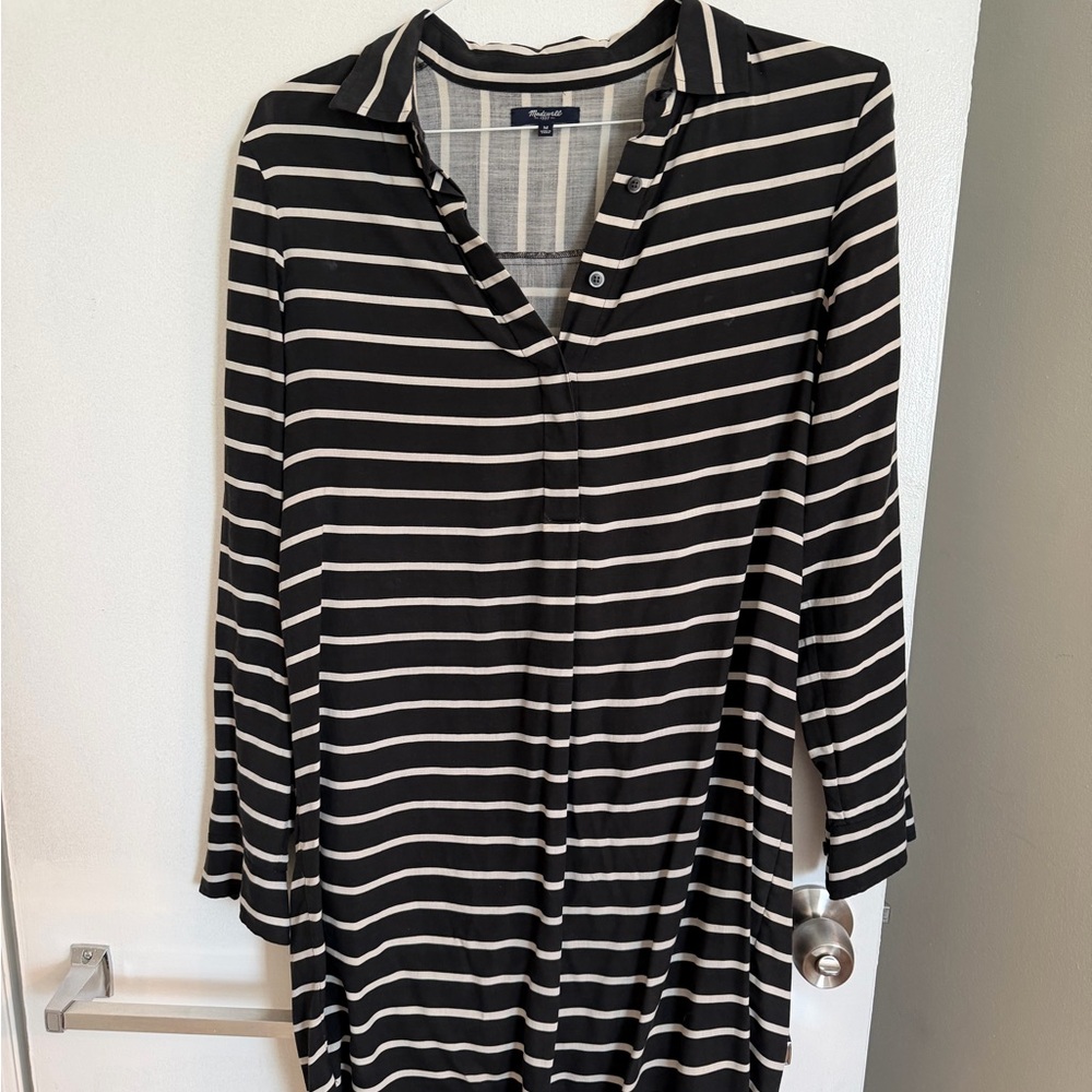 Madewell Black and Cream Striped Shirt